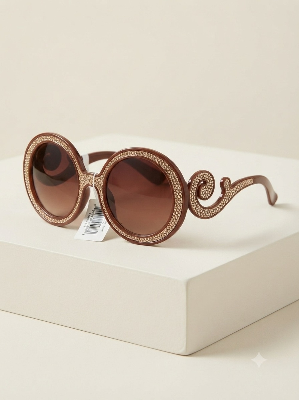 High-End Hollywood Glam Oversized Oval Sunglasses Italy Inspired Crystal UV 400